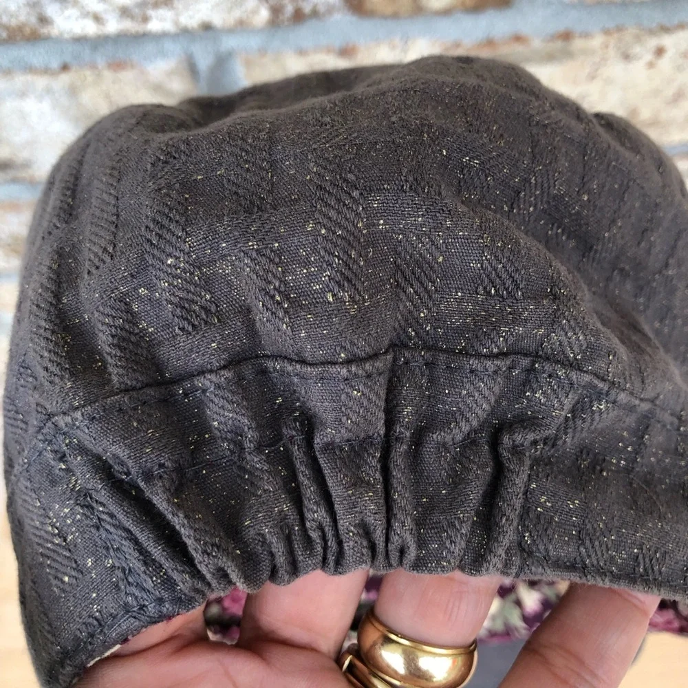 Mudd Vintage Cotton Green/Brown‎ Distressed Patches Floral Print Linen Cap OS